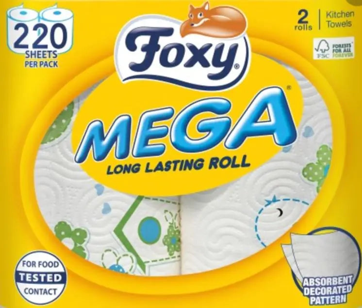 Eldhúsrúllur Foxy Mega 2 laga