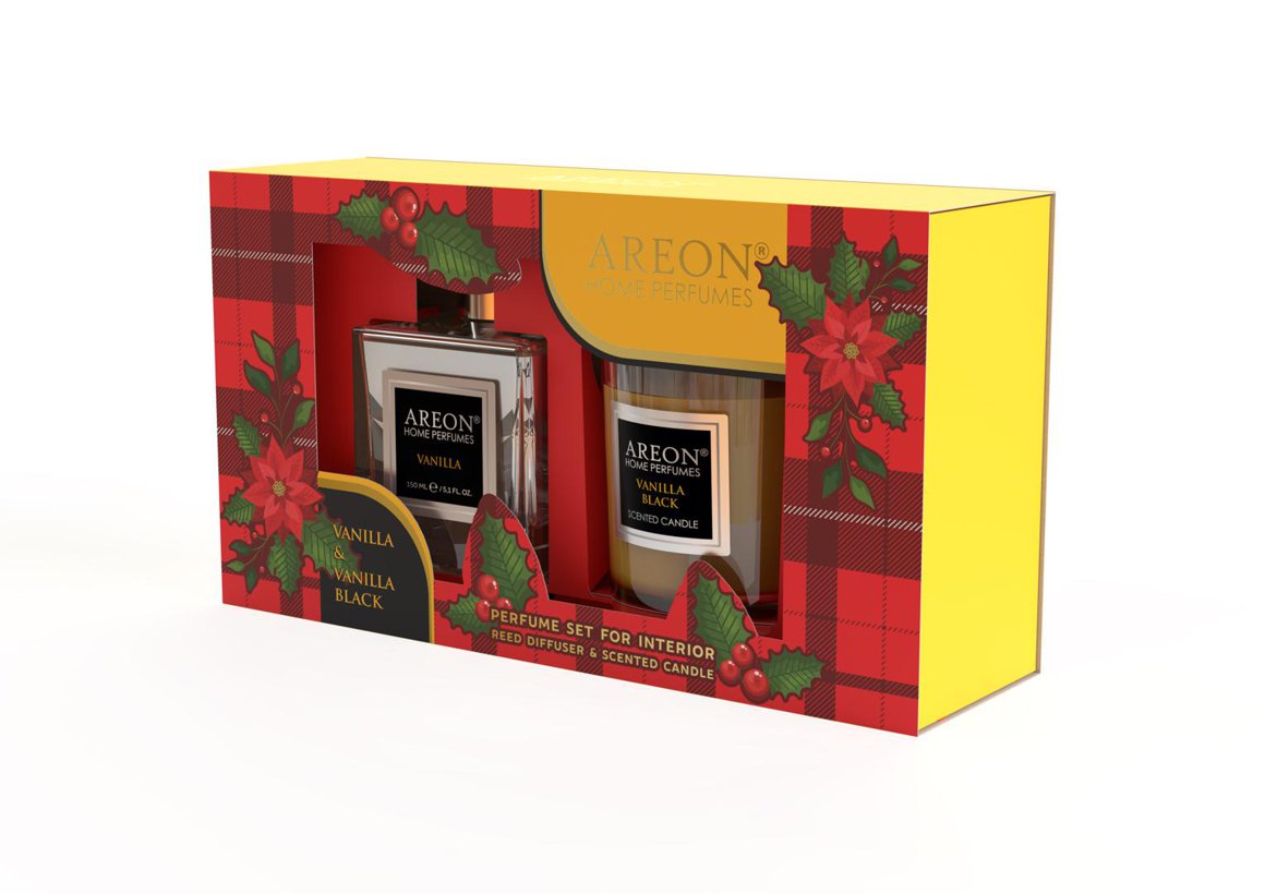 Areon Black Vanilla ilmkerti og ilmstangir í gjafaöskju